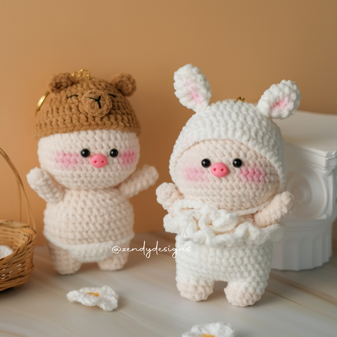 Pig with Costume Keychain