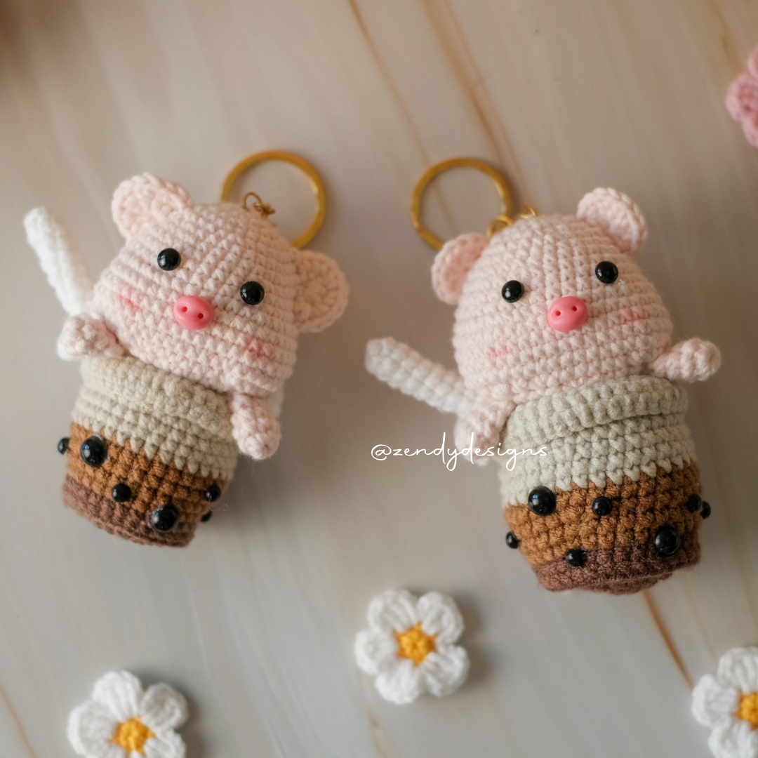 Piggy Boba Keychain