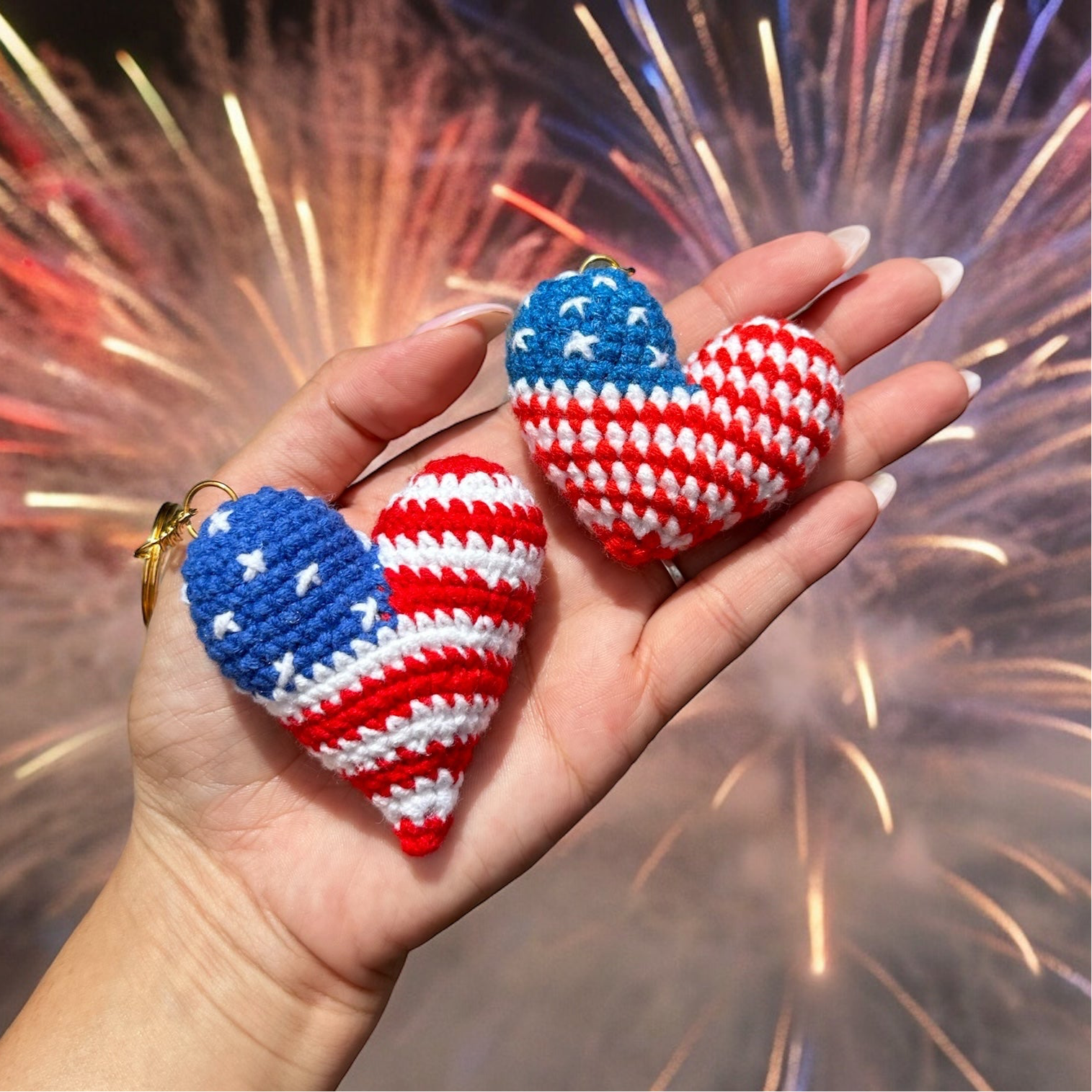 American Flag inspired Heart Keychain