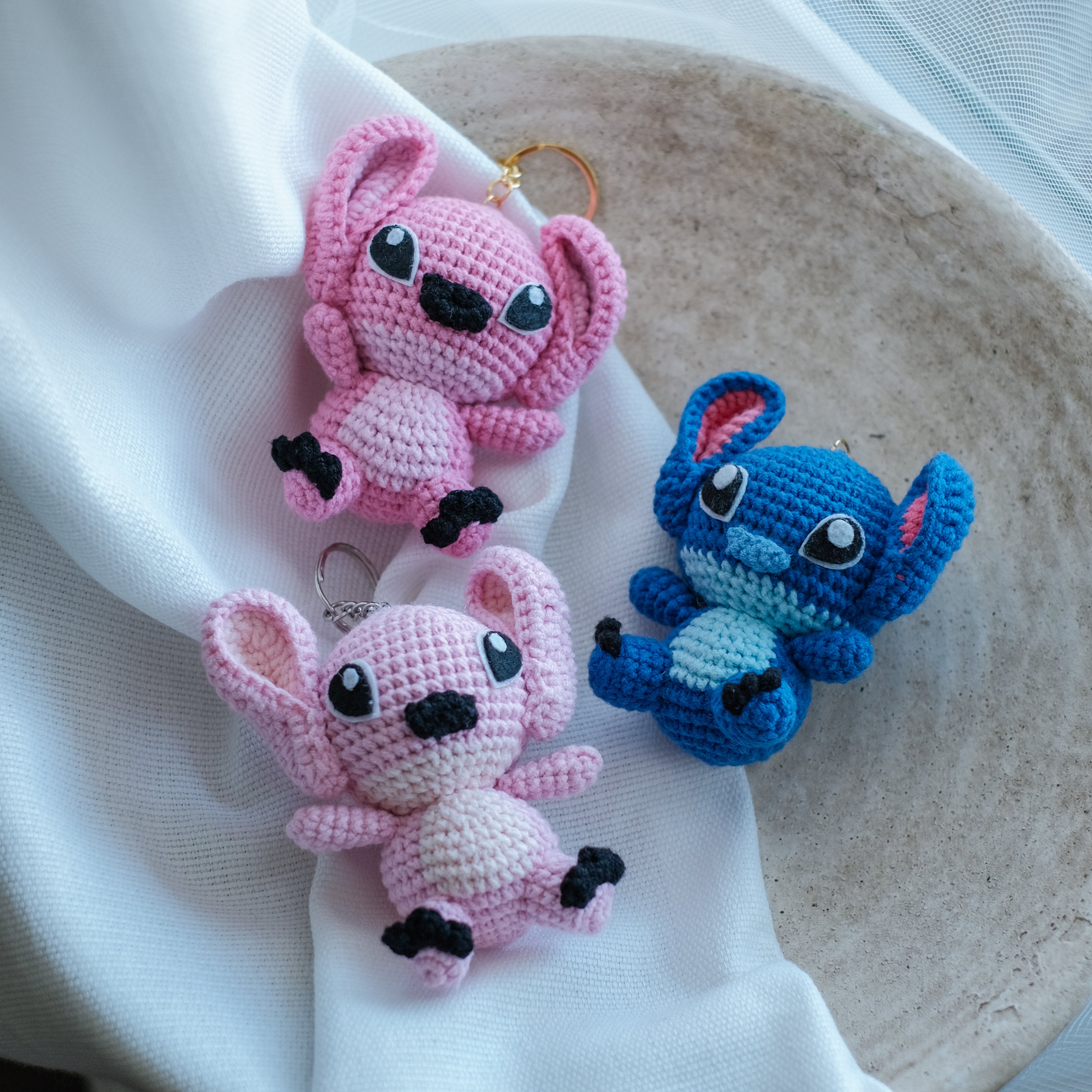 Stitch and Angel Keychain