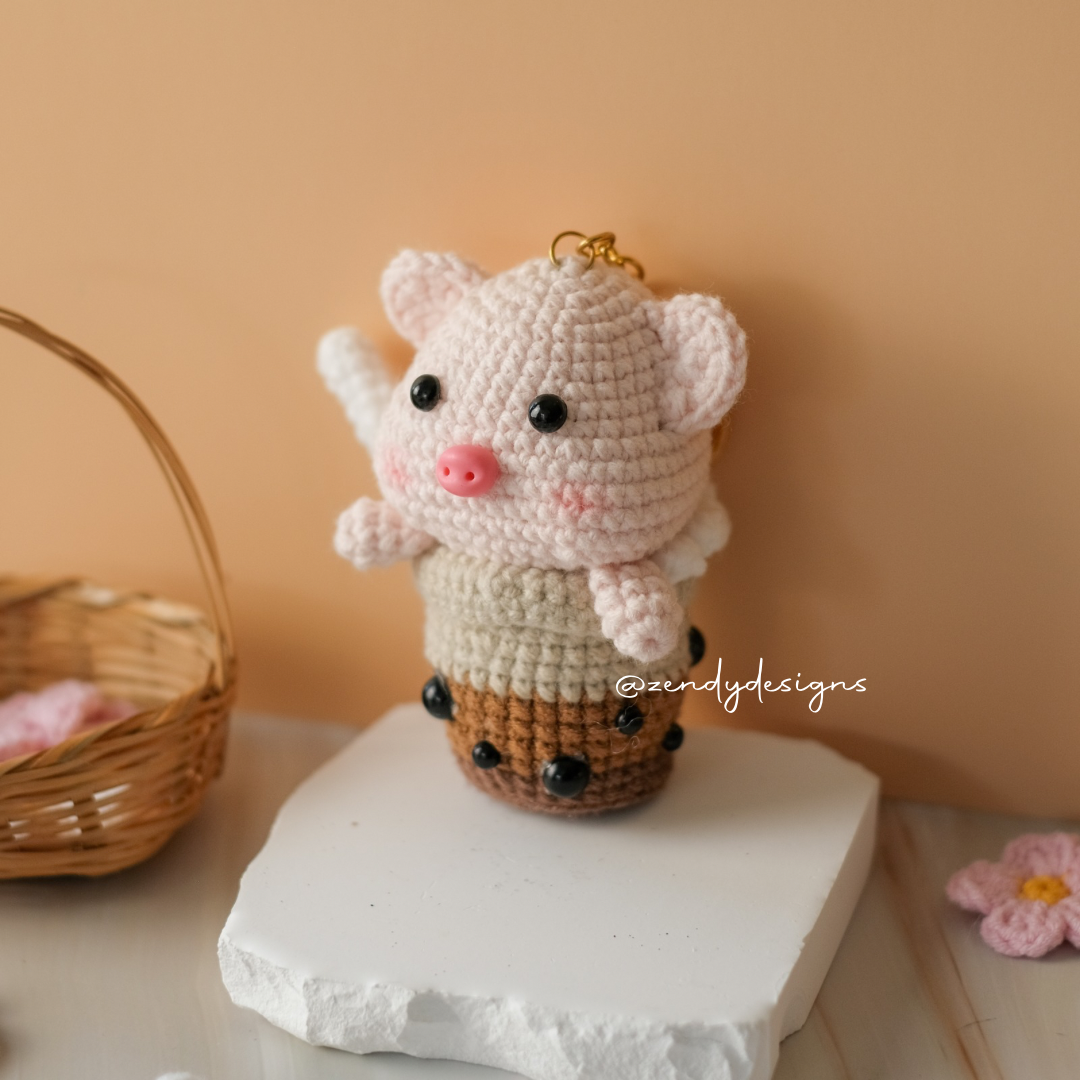Piggy Boba Keychain
