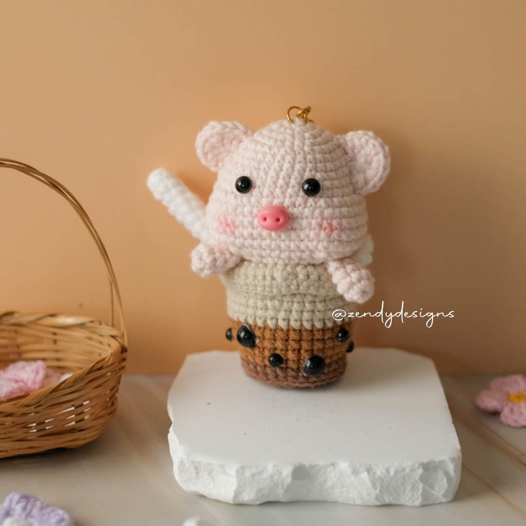Piggy Boba Keychain
