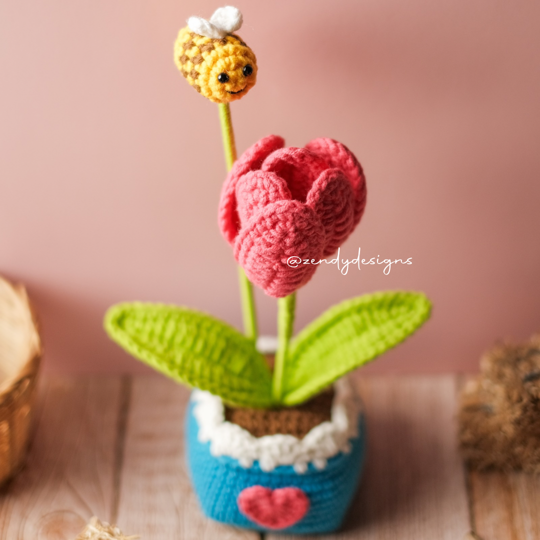 Bee Happy Tulip Pot