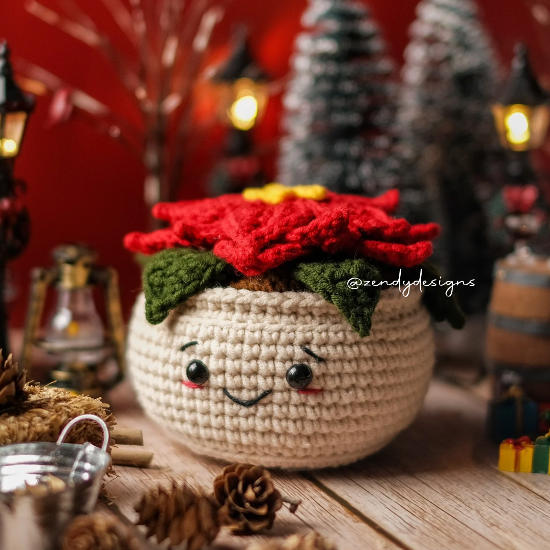 Smiley Poinsettia Pot